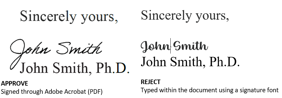 Signature examples (PDF vs. Typed)