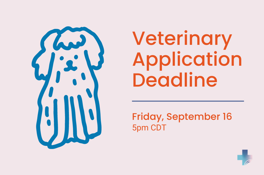 The EY 2023 application deadline for veterinary school closes on Friday, September 16 at 5 pm CT.